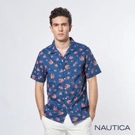 【NAUTICA】夏日渡假熱帶魚圖騰短袖襯衫(藍)