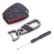 汽車鑰匙包 適用於賓士W124 W202 W203 W210 W211 W204 鑰匙殼 皮革鑰匙套