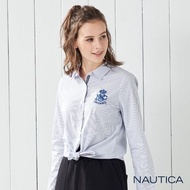 【NAUTICA】女裝學院風長袖襯衫(藍)