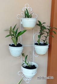 standing pot anggrek model B + bonus pot tawon / rak bunga besi tempel dinding minimalis