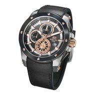 Roscani Paul 988 (Chronograph + WR10ATM) Rose Gold Brown Leather Men Watch