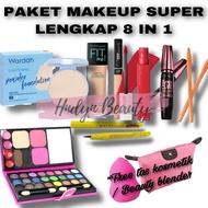 Paket Makeup 8in1 Bedak Wardah - Paket Makeup Wanita Lengkap Murah Promo 1 set 8in1 - Paket Makeup Murah - Paket Makeup Lengkap 8in1 - Paket Makeup Wanita Lengkap - Bedak Wardah - Eyeshadow Dompet - Fitme 2in1 Fondation & Concealer