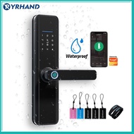 Tuya Wifi ลายนิ้วมือกันน้ำ Digital Biometric NFC Cerradura รหัสผ่าน Inteligente Fechadura Eletronica Smart Door Lock