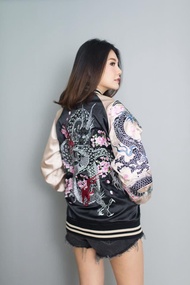 SUKAJAN Jacket DRAGON Sakura Embroidered แจ็กเก็ต ปักลายมังกร ดอกซากุระ ลายญี่ปุ่น