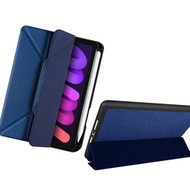 JTLEGEND 2021 iPad mini 6 第6代 Amos相機快取多角度折疊布紋皮套(Apple pencil槽+磁扣)海軍藍