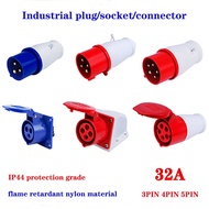 【A HOT】 32A Industrial Plugs And Sockets Waterproof Connector 3PIN 4PIN 5PIN IP44 Waterproof Electrical Connection Wall Mounted Socket