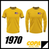 (READY STOCK) Jersi Bola Sepak Retro MALAYSIA 1970 Yellow Football Shirt Harimau Copa Malaya Cotton Jersey
