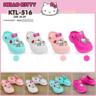 🔥พร้อมส่ง🔥Sanrio Hello Kitty แท้💯%  พื้นสูง 6 cm. รุ่น KTL516 รองเท้าผู้หญิง รองเท้าหัวโต รองเท้าทรง Crocs ไซส์ 36-39