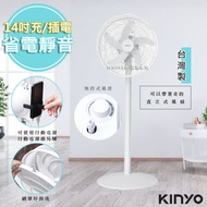【KINYO】14吋充插兩用DC扇立扇循環電風扇(DCF-1496)夠強/安靜