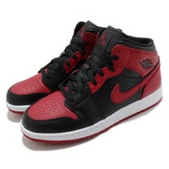 Nike 籃球鞋 Air Jordan 1 Mid 運動 女鞋 基本款 簡約 喬丹一代 大童 穿搭 黑 紅 554725074 554725-074