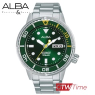 ALBA Automatic นาฬิกาข้อมือผู้ชาย สายสแตนเลส รุ่น AL4225X1 (สีเงิน / หน้าปัดเขียว)