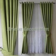 gorden polos import blackout jendela pintu hordeng minimalis tirai tebal warna hijau