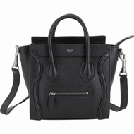 CELINE Nano Luggage 敲打小牛皮兩用冏包(黑色)