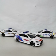 mitsubishi Evo 10 / proton inspira Pdrm polis malaysia die cast car scale 1:32 with lights and sound
