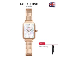 Lola Rose gold strap square pearl dial diamond luxury women watch