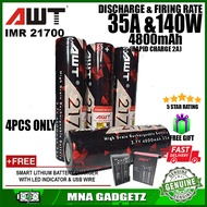 AWT 4800mAh IMR 21700 35A Battery Charger Rechargeable Battery Vape SUPER HIGH CAPACITY IMR21700 ICR21700 ICR 21700 Original Lithium Ion Battery with FREE GIFT MNA GADGETZ