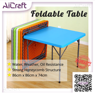 🍀 [SG STOCK] Foldable Table HDPE 86*86 cm Square Portable Folding Heavy Duty Strong Stable Outdoor Function Event Waterproof Plastic 🍀