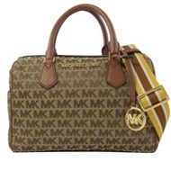 MICHAEL KORS BEDFORD 滿版LOGO織布手提兩用包.咖 (大款)