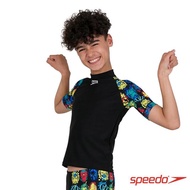 【SPEEDO】兒童 短袖防曬衣 Marvel(黑/印花)