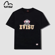 EVISU Personality Print Summer Men T-Shirt Short Sleeve Hip Hop Women Black Shirts Fashion Design 2022 Street Wear Punk Clothes Casual Tops Cotton Plus Size Blouse Teen Boys Girls Japan High Quality