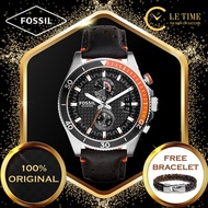 [Authentic] Fossil Wakefield Chronograph Black Leather Men Watch Jam Tangan Lelaki CH2953 For Man l2