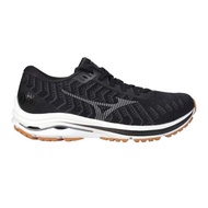 (女) MIZUNO WAVE RIDER 24 WAVEKNIT慢跑鞋-3E-寬楦 麻花黑灰