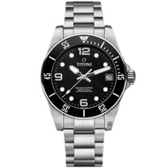 TITONI 梅花錶 SEASCOPER 600 米深潛系列機械錶(83600S-BK-256)-42mm