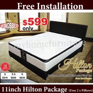 [Bulky] Kingsbed Hilton 11inch Mattress Pocket Spring with Latex Pillow Top (With/Without Bedframe) (Free 2 Pillows)