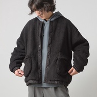 日本 OMNES - (爸爸)泰迪熊毛絨保暖外套/圓領-黑