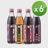 【百家珍】調整體質6入組600mL(蔓越莓醋/紅葡萄醋/桑椹醋/蜂蜜醋)