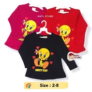T-Shirt Long Sleeve Tweetyy (Tag 2-6) Cotton Tops for Girl Kids Clothing / Baju Lengan Panjang Kanak Kanak Perempuan 1 2 3 4 5 6 Tahun