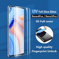 For OPPO Reno4 Pro Reno5 Pro Tempered Glass UV Full Glue Support Fingerprint Unlock.UV Full Glue Adhesive Tempered Glass Screen Protector For oppo reno 4 pro reno 5 Pro
