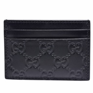 GUCCI 經典Signature系列GG壓紋小牛皮信用卡/鈔票夾(黑)