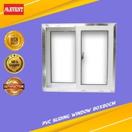 AVANT 100% HIG QUALLITY PVC SLIDING WINDOW WITH GLASS AND SCREEN INSTALLED 80x80 PVC PRODUCT