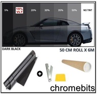 50cm X 3m Window Tint Film Black Roll VLT 15% For Car Auto House Commercial