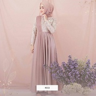 gamis terbaru 2021 modern lebaran kekinian Dress brokat brukat burkat Rafana maxy LD 100 barukat kebaya kondangan seragam keluarga gaun pesta berukat baju Wanita Terlaris Termurah mewah Wisuda remaja tile model kombinasi original premium Muslim COD - BVJ