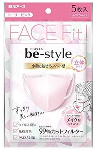 白元 Be-style 3D小臉口罩 普通尺寸 多莉粉紅色 5 片白元Earth