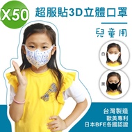 台灣製 全防護熔噴布 3層防護 3D立體 小孩兒童口罩(50入)