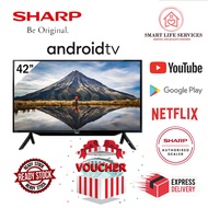 SHARP ANDROID TV 42 INCH  FULL HD DIGITAL TV 2k LED Smart TV Netflix Youtube 32" Inch 45" Inch 2tc42bg1x 42"