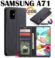 SAMSUNG A71 FLIP PREMIUM DOFF LEATHER CASE MAGNETIC TANPA KANCING- SARUNG BUKU MAGNETIC TANPA KANCING UNTUK HP SAMSUNG A71