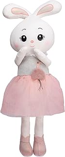 Cute Rabbit Plush Pillow, Adorable Stuffed Animal Plushie Toy, Super Soft Hugging Kawaii Bunny Doll Pillow, Christmas Birthday Gift for Kids Girls Boys Toddlers Adults Women (Pink 35")