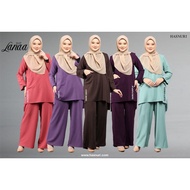 Hasnuri Suit Lanaa Standart Plus Size set blouse dan seluar muslimah set warda baju raya 2022 by hasnuri collection