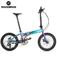 ROCKBROS Cycling Folding Bicycle 14'' 16'' 20'' 9 Speed Bike Wheel V Disc Brake Men Women Children Aluminum Alloy Sports Bikes