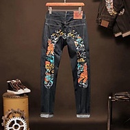Quần jean Evisu nam chất jean bò cao cấp in dragon jeans xanh đậm J1063 K3 STORE