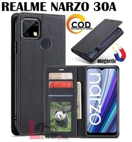 REALME NARZO 30A FLIP PREMIUM DOFF LEATHER CASE MAGNETIC TANPA KANCING- SARUNG BUKU MAGNETIC TANPA KANCING UNTUK HP REALME NARZO 30A