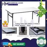 KM Furniture 3V Folding Table 2' X 6' Heavy Duty Foldable Wood Top Banquet Table (BQ8261)/ Meja Lipat/ Meja Serbaguna