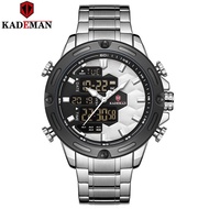 KADEMAN K9070 New Soccer Inspire Sport Watch Fashion Full Steel Wristwatches Dual Movement LCD Men Watch