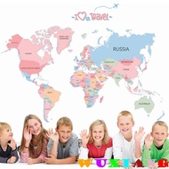 World Map Pelekat dinding hiasan rumah huruf Bahasa Inggeris berwarna
