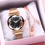 Women Watches Bracelet Set Starry Sky Roma Ladies Magnet Buckle Watch Casual Quartz Watch Wristwatches for Christmas Clock Gift