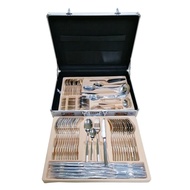 Luxury Dinnerware Set Stainless Steel Knife Fork Spoon Tableware Set Portable Table Cutlery Sets 72 Piece Set Aluminum Gift Box